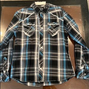 BKE Buckle Black Athletic Fit Button Down Shirt